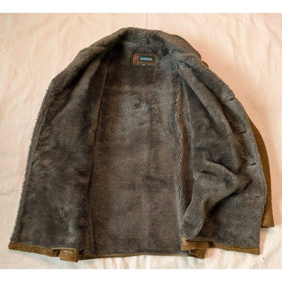 McGreggor Jacket Vintage 70s Brown Sueded Shearling Fur Button Overcoat Men's 42 - Picture 5 of 11